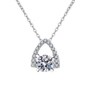 Fashion Classic Simple VVS D Color 0.50 CT Brilliant Cut Moissanite Claw Setting Pendant S925 Sterling <b>Silver</b> Geometric <b>Necklace</b> - Product Image 1
