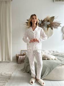 Conjunto de pijama supersuave de alta calidad al por mayor, conjunto de pijama para mujer, Conjunto de pijama de algodón estampado de manga larga de 2 piezas - Product Image 2