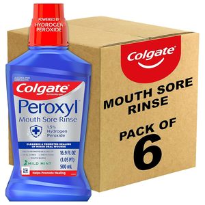 Enjuague Bucal con Flúor para Protección de Cavidades y Blanqueamiento, Enjuague Bucal para Heridas en la Boca, Menta Suave, 500 ml (Paquete de 6), Sin Flúor, Uso Doméstico, Dientes Sensibles - Product Image 1