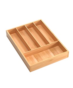 Plateau à couverts en bambou Ustensiles de cuisine Argenterie Couverts Tiroir Organisateur Diviseurs avec 5 Compartiments - Product Image 1