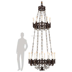 โคมไฟระย้าเหล็กดัดทองเหลือง 25 ดวง สไตล์อาร์ตเดโค ศตวรรษที่ 19 ของฝรั่งเศส สำหรับห้างสรรพสินค้า พระราชวัง  สามารถปรับแต่งได้ - Product Image 4