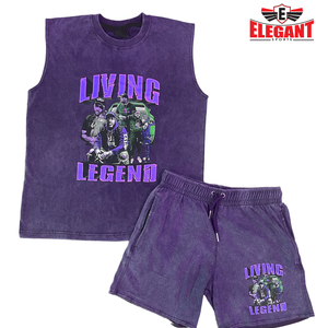 Manga sin mangas hecha a mano en diferentes colores Diseño Hombres Ropa exterior Impresión de pegatinas 3D Lavado ácido Conjuntos cortos por Elegant Sports - Product Image 3
