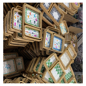 Panier en rotin tressé artisanal de qualité supérieure avec coquille - plateau de service haut de gamme pour le salon et le rangement de la cuisine - Product Image 5