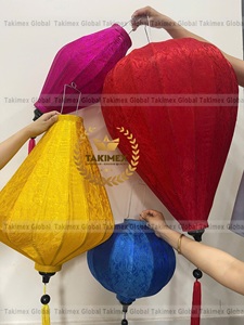 Lanterne en papier de soie vietnamienne originale, lanterne suspendue en bambou pour la décoration de fête - Product Image 2