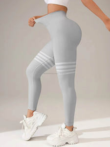 Nouveaux Leggings Femme à Rayures, Taille en V, Sans Couture, Amincissants, pour la Gym, l'Entraînement, la Course, le Yoga et le Fitness, avec Effet Push-Up, en Tricot Tendance - Product Image 5