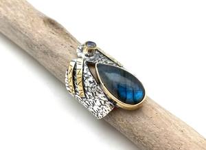 Bague de mariage classique pour femme, style bohème, en argent sterling 925, pierre précieuse labradorite, faite à la main, plaquée rhodium, cadeau pour femme - Product Image 4