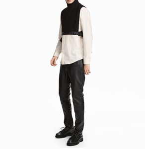 Faux leather <b>trousers</b> for men designed with a skinny fit and cool modern aesthetic for all seasons breathable - Product Image 5