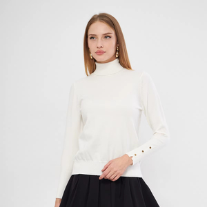 Chandail en tricot boutonné à col roulé à manches longues pour femmesSports, CasualOfficeStylishWear Opportunity en gros - Product Image 1