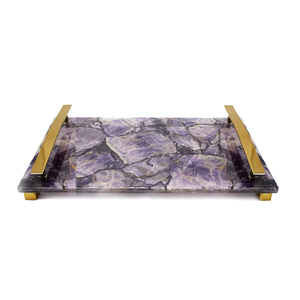Luxury design <b>marble</b> purple <b>tray</b> Quality Polished <b>Marble</b> Table Serving <b>Tray</b> Design Handmade <b>Marble</b> <b>Tray</b> with Metal Handle - Product Image 1