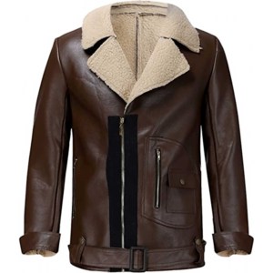 Veste d'hiver en cuir véritable avec fourrure, prix spécial pas cher, de haute qualité, faite à la main - Product Image 1