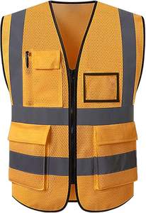 Chaleco de Seguridad Reflectante LED de Alta Visibilidad ANSI/EN ISO CLASE 2, Impermeable, con Bolsillos, para Correr, Tráfico y Construcción - Product Image 3