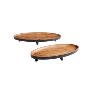 Bandeja de madera de mango pulido oscuro de Metal de forma ovalada, servidor de alimentos más vendido, utensilios de cocina, plato de comida - Product Image 4