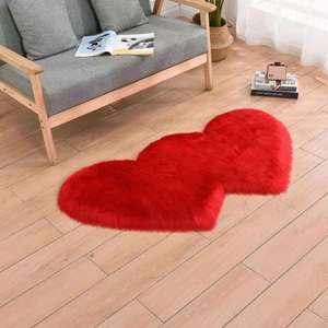 Alfombra Personalizada con Forma de Corazón, Felpa Suave de 5-6mm, Mezcla de Seda y Lana, para Hogar, Regalo de Aniversario de Bodas - Product Image 1