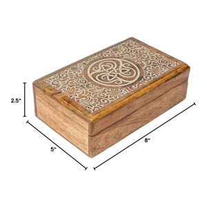 Premium Mango <b>Wood</b> <b>Jewelry</b> <b>Box</b> with Pentacle Design White Antique Multipurpose Decorative Storage <b>Box</b> at Factory Wholesale Price - Product Image 4