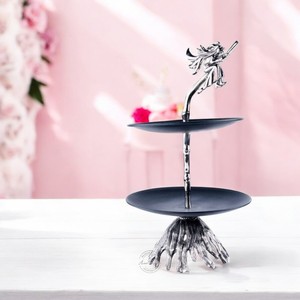 Support à gâteau en bois au design de feuille antique en aluminium noir avec finition enduite pour l'affichage de service de cupcake d'événements - Product Image 5