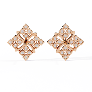 14KT Rose <b>Gold</b> Stud <b>Earrings</b> with Round Diamond Push <b>Back</b> for Gift Occasions Moissanite Natural and Lab Grown <b>Earrings</b> - Product Image 4