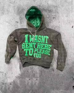 Streetwear personnalisé polaire Vintage Double épaissi coton délavé à l'acide soleil fané personnalisé bouffée impression hommes sweats à capuche - Product Image 5