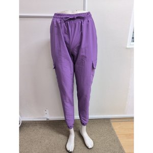 Pantalon parachute pour femme à taille haute, avec cordon de serrage, poches et ourlet élastiqué, 35716 - Lilas - Product Image 5