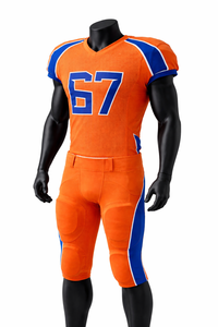 Uniforme de Fútbol Americano Personalizado, Conjunto de Camiseta Naranja y Azul con Pantalones Acolchados, Kit de Equipo de Fútbol Americano, OEM ODM - Product Image 4