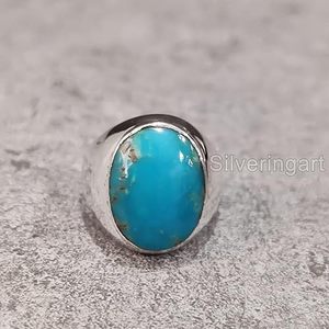 Anillo para Hombre al por Mayor, Nuevo, con Piedra Preciosa de Turquesa Natural, Piedra de Nacimiento de Diciembre, Anillo Pequeño para Hombre, Joyería de Plata de Ley 925 - Product Image 3