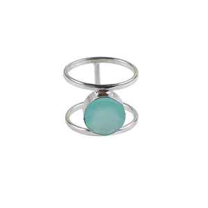 Anillo de Calcedonia Aqua, Joyería de Piedras Preciosas de Plata de Ley Hecha a Mano, Regalo para Mujer, Elegante y Único - Product Image 1