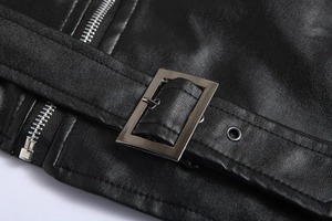 Chaqueta de Cuero para Hombre, Estilo Urbano, Abrigo Grueso y Cálido para Invierno, Estilo Motero Informal para Clima Frío - Product Image 5