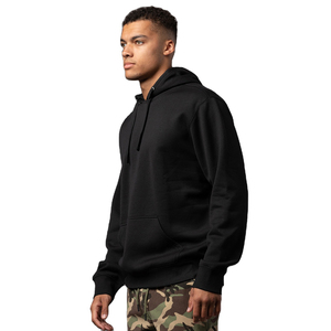 Sudadera con capucha de algodón negro 100% para hombre, patrón sólido bordado, teñido liso, estampado personalizado, sudadera térmica de lana para invierno - Product Image 4