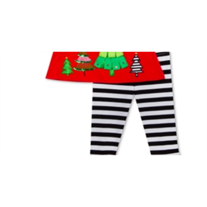 Set Festivo per Bambina Taglia 5 Rosso Casual 2 Pezzi con Top e Leggings a Righe Edizione Rara Logo Personalizzato - Product Image 3