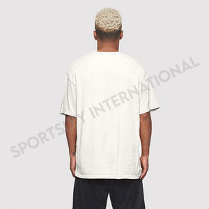 เสื้อยืดวินเทจผ้ากรดโอเวอร์ไซส์เปิดไหล่สำหรับผู้ชายเสื้อคอกลมแขนสามส่วน240กรัมสำหรับใส่ในฤดูร้อนขายส่ง - Product Image 2