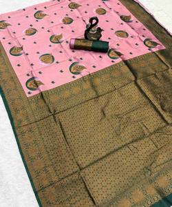 ผ้าส่าหรีผ้าไหมแบบบาราซีซาร์ริทอจากทำงานตัดเย็บเสื้อผ้าพื้นเมือง - Product Image 2