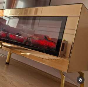 Cheminée Électronique Meuble TV en Bois avec Connexion Bluetooth Design Moderne Luxe Or Produit à Vendre Chaud - Product Image 2