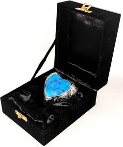 Classic Heart Shape Keepsake Urn <b>for</b> Human <b>Ashes</b> with <b>Box</b> and Stand - Lovely Blue Color 7 Cms High - Product Image 5