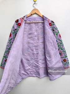 Elegante Chaqueta Larga Suzani para Mujer, Abrigo de Invierno Bordado a Mano con Relleno de Algodón Acolchado, Vestido Corto para Playa - Product Image 2