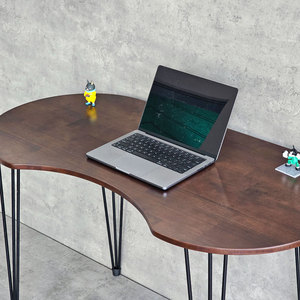 Bean-Shaped 120x60cm Rubber Wood <b>Computer</b> <b>Desk</b> with Hairpin Iron Legs SPD68209 - Product Image 3