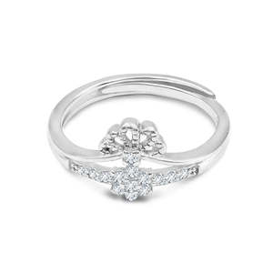 NOVAMART Fine Zarkan Floral Minimalist Pure Silver <b>Ring</b> Everyday Wear Gemstone Bezel Set with Invisible Platinum <b>Crafted</b> by Hand - Product Image 4