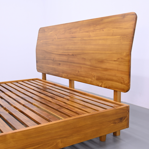 Practical Cozy Nordic Modern Floating <b>Platform</b> <b>Bed</b> Headboard Solid Teak Construction Sustainable King Size Bedroom Furniture - Product Image 1
