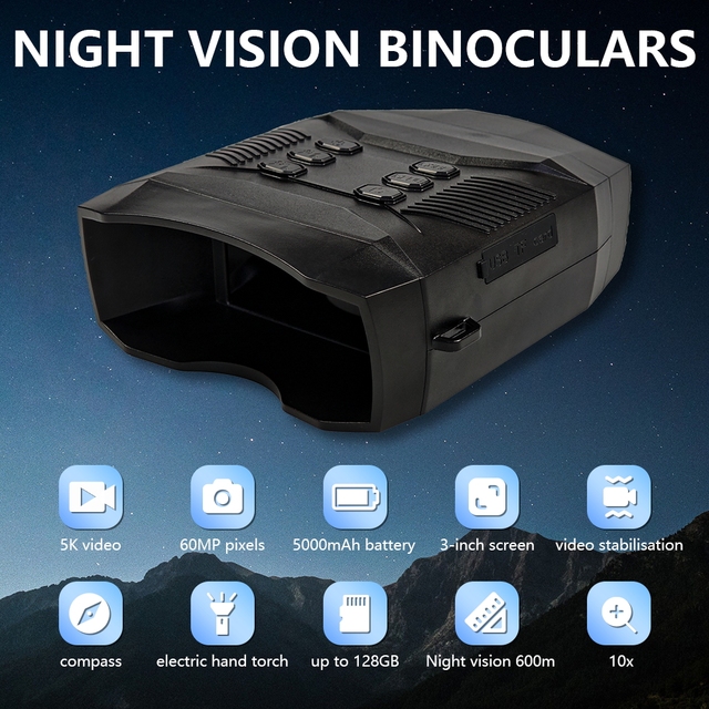 Z5 5K Night Vision Binoculars 60MP Digital Infrared Device with 10X Zoom 3 Inch TFT Screen