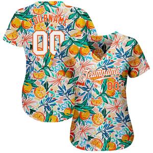 Custom White Orange <b>3D</b> Pattern <b>Design</b> Fruit Authentic Baseball Jersey - Product Image 2