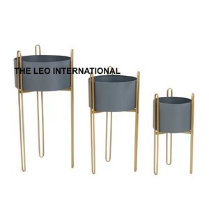 Macetas Redondas de Metal Dorado, Estilo Art Deco, Hechas a Mano, de Lujo, para Decoración del Hogar, Oficina o Jardín - Product Image 5