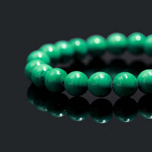 Natural 8mm Smooth Round Malachite <b>Gemstone</b> Beaded <b>Bracelet</b> 7 Inches Crystal Bangle - Product Image 4