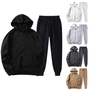 Survêtement athlétique décontracté pour hommes-Sweat à capuche personnalisé Veste de course complète Ensemble pantalon Sweat à manches longues Hiver 2 pièces - Product Image 3