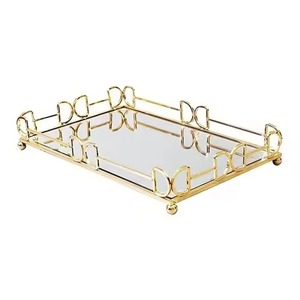 Eco-Friendly <b>Wooden</b> Serving Tray with Black Metal Handle Natural Look <b>Table</b> Top Food Snacks Tray - Product Image 2