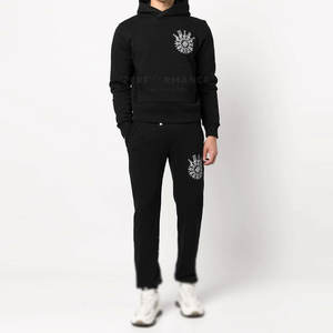 ชุดวอร์มลำลองประดับพลอยเทียมแขนยาวสีทึบชุดวอร์มประดับพลอยเทียมดีไซน์แตกต่างกัน - Product Image 1