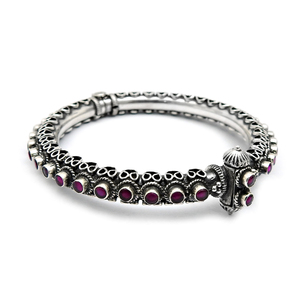 Regalo de cumpleaños para mujer, Plata de Ley 925 oxidada, piedras preciosas de rubí Natural, brazalete clásico étnico, proveedor de joyería hecha a mano India - Product Image 1