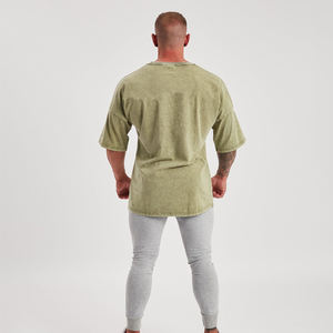 Camisetas de Hombre de Alta Calidad con Lavado Ácido, Estampado de Fuego Verde, Venta al por Mayor, Ropa Urbana Personalizada, Más Vendida, Antiarrugas, Serigrafía - Product Image 3