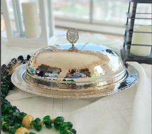 Plat de restauration en laiton et acier de luxe avec couvercle pour la maison Restaurant et ustensiles de cuisine plats de service décor plat de service couleur argent - Product Image 6