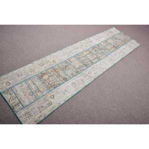 Alfombra Turca, Alfombra de Pasillo de 2,3x8 pies, Alfombra Vintage de Lana Sólida Gris - Product Image 2