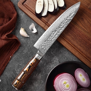 Venta al por mayor pedidos a granel personalizados OEM ODM servicio profesional hecho a mano japonés Damasco acero cocina Chef cuchillo hoja fija - Product Image 5