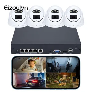 Eizoulyn açık 8 kanal 4K POE IP kameralar kitleri NVR 4CH seti 5MP ağ CCTV Video gözetim ev güvenlik kamerası sistemi