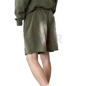 Pantalones cortos de algodón lavado ácido de calle Vintage para hombre 100% algodón serigrafiado sólido verano personalizable High Street Fashion - Product Image 3